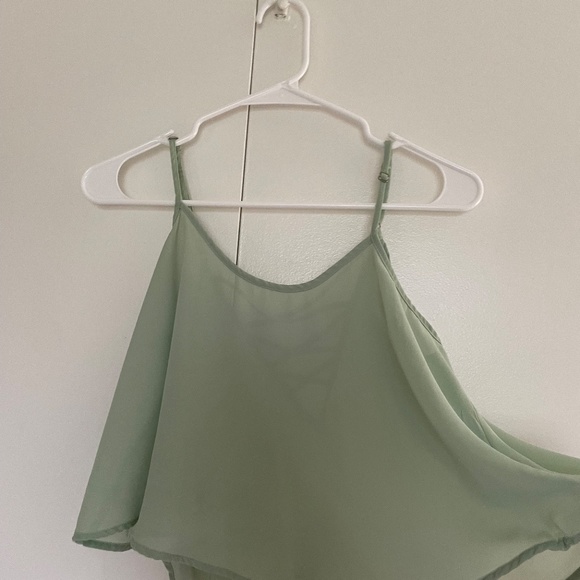Mine Mint Green Hi-Low Mesh Spaghetti Strap Crop Top Size M 🌷🌺🌷 - Picture 4 of 12